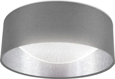 Image de B.K.Licht Plafonnier étoile gris argenté, platine LED 12W intégrée, éclairage plafond chambre, entrée, couloir, suspension tissue chambre Ø32cm, 1200Lm, lumière blanche neutre 4000K