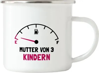 Produktbild von Mutter von 3 Kindern Emaille Tasse Lustig Energielos Tank ist Leer Spruch Geschenk Dreifache Mutter