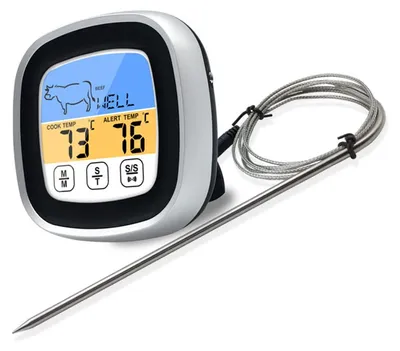 Produktbild von Digitales Grillthermometer Touchscreen Farb-LED Display, Temperatur bis 300 °C, Für Küche und Smoker