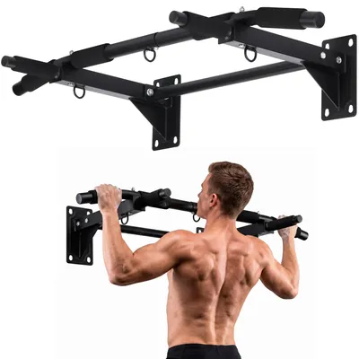 Produktbild von Optrekstange zur Wandmontage, Multigriff-Klimmzugstange - 94 x 50 x 18 cm - Stahl 32 mm - 200 kg