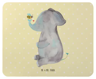 Produktbild von Mr. & Mrs. Panda Mouse Pad Elefant Biene - Gelb Pastell - Geschenk, Lustige Sprüche, Hochzeitsgeschenk, Jahrestag, Mauspad, laptop, computer, Liebesspruch, mousepad