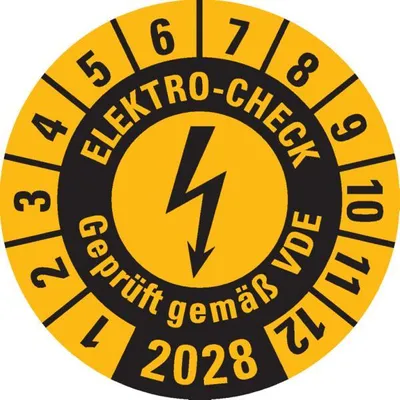 Produktbild von Dreifke® Prüfplakette ELEKTRO-CHECK .., 2028, gelb, Dokumentenfolie, Ø...