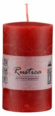 Produktbild von durchgefärbte Rustic Kerzen Weihnachtsrot 100 x Ø 50 mm, 1 Stück