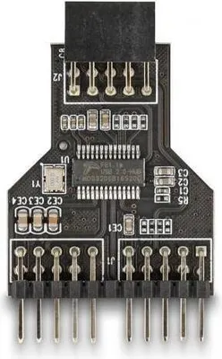 Produktbild von DeLOCK USB 2.0 Hub 9 Pin Pfostenbuchse zu 2 x 9 Pin Pfostenstecker, 9 pin USB 2.0, 2 x 9 pin pin header, Schwarz