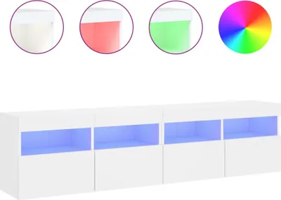 Produktbild von vidaXL TV-Wandschränke mit LED-Leuchten 2 Stk. Weiß 80x30x40 cm