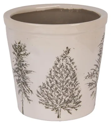 Obrázok produktu pre Clayre & Eef Kvetináč Ø 17x16 cm Béžovo zelený keramický Jedľa