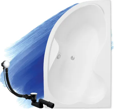 Produktbild von BADLAND Eckbadewanne Badewanne Mega RECHTS 160x105 mit Ablaufgarnitur und Füßen GRATIS ohne Verkleidung