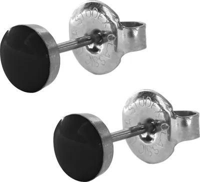 Produktbild von Chirurgenstahl Ohrstecker mit Emaille in schwarz Studex Sensitive