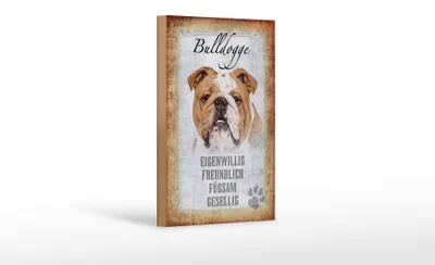 Produktbild von Holzschild Spruch 12x18cm Bulldogge Hund gesellig Schild