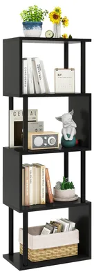 Bücherregal 5-stufig S-Form schwarz 38x24x124,5 cm