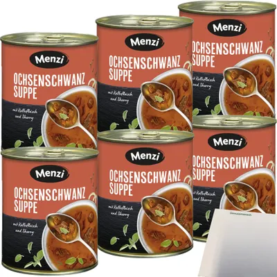 Produktbild von Menzi Ochsenschwanz Suppe 6er Pack (6x800ml Dose) + usy Block