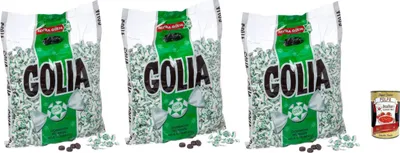 Produktbild von Golia Farfallina Gummibonbons, Lakritzgeschmack, Süßigkeiten Bonbon einzeln in einem 3x 1kg + Italian Gourmet polpa 400g