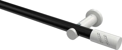 Produktbild von Interdeco Gardinenstange / Vorhangstange Schwarz / Weiß, Typ Platon Zoena (Glitzerzylinder) ohne Ringe, 20 mm Ø 1-läufig, 400 cm