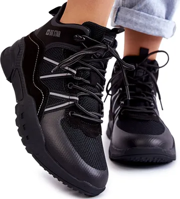 Imagen del producto de Zapatos de senderismo para mujer, marca Big Star, modelo KK274218, color negro, talla 36, con plantilla de espuma viscoelástica