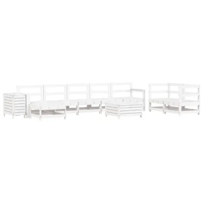 Produktbild von 10-tlg. Garten-Sofagarnitur Weiß Massivholz Kiefer