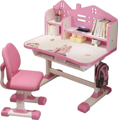 Obrázek produktu pro Sada studijních židlí, výškově nastavitelná, ergonomický design, růžová