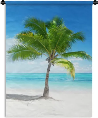 Produktbild von MuchoWow® Wandteppich Wandbehang Palme - Strand - Meer - Sommer 60x80 cm Tapisserie Dekoration Wandtuch - Decke - Wandtücher - Wohne