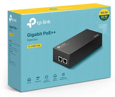 Zdjęcie produktu dla TP-Link Omada TL-POE170S, Gigabit Ethernet, 10,100,1000 Mbit/s, 10/100/1000, IEEE 802.3ab, IEEE 802.3af, IEEE 802.3at, IEEE 802.3bt, IEEE 802.3i, IEEE 802.3u, Cat3, Cat4, Cat5, Cat5e, Cat6, Czarny