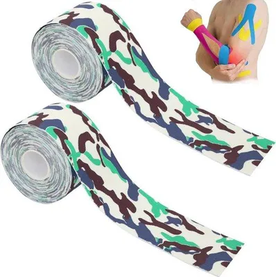 Immagine prodotto di Nastro kinesiologico sportivo - 5 m x 5 cm / 2 rotoli - Nastro sportivo impermeabile ed elastico - Nastro elastico per lo sport - Bendaggio professionale per fisioterapia