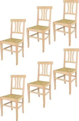Produktbild von t m c s Tommychairs - 6er Set Stühle ARTEMISIA für Küche und Esszimmer, robuste Struktur aus poliertem Buchenholz, unbehandelt und 100% natürlich, Sitzfläche aus echtem Stroh