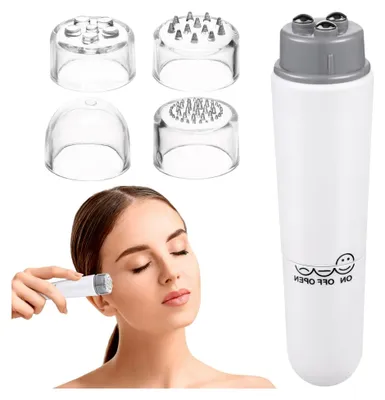 Produktbild von 4-in-1 Elektrisches Gesichtsmassage- und Augenmassagegerät, Tragbares Vibrationsmassagegerät mit 4 Aufsätzen für Akupressur und Hautpflege