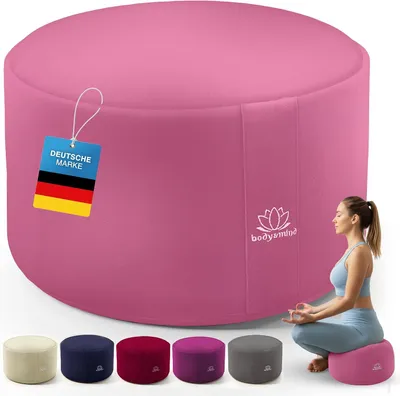 Produktbild von Body & Mind Meditationskissen Rosa – Ergonomisches Yogakissen & Pilateskissen – Rundes Bodenkissen Sitzkissen für Yoga, Pilates & Entspannung