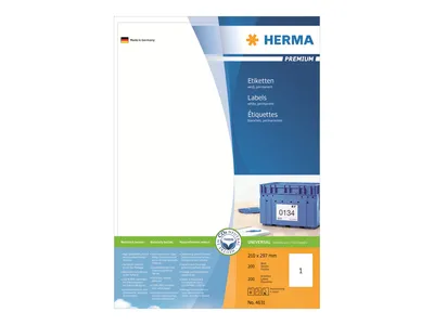 Image de Herma 4631 Étiquettes Premium A4, blanches 210x297 mm papier mat 200 pcs.