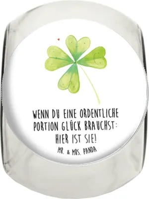 Produktbild von Mr. & Mrs. Panda Kaffeedose Blume Kleeblatt L 870ml - Weiß - Geschenk, Blumen, Glück, Vorratsdose Glas, Umzug, Glücksbringer, Motivation, Neuanfang, Lebensmittelbehälter