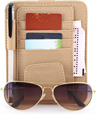 Immagine prodotto di Auto Auto Parasole Organizer Borsa Borsa Portacarte Portagocciole Clip Beige