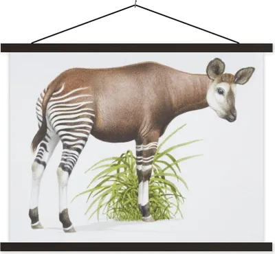 Produktbild von MuchoWow® Textilposter Illustration eines Okapis 60x45 cm mit schwarzem Rahmen - Poster Schlafzimmer