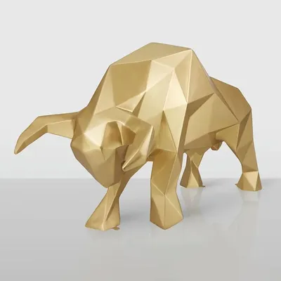 Produktbild von Casa Padrino XXL Deko Skulptur Stier Gold 220 cm - Lebensgroße Abstrakte Garten Deko Figur