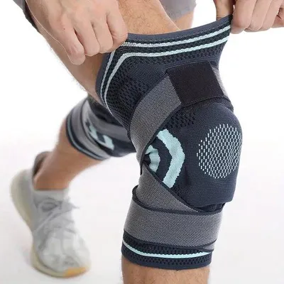 Produktbild von Kniebescherming mit Gelpad und Seitenstabilisator, geeignet für Fitness, Gewichtheben, Radfahren, Wärmeaufbau, unisex, für 130-160 Pfund