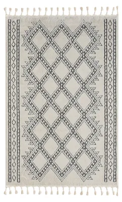 Obrázek produktu pro MY-RUG Koberec, Alva, 200x140, bílý, hluboký vlas, moderní, marocký design, nadýchaný měkký, skandinávský kosočtvercový vzor, obdélníkový tvar
