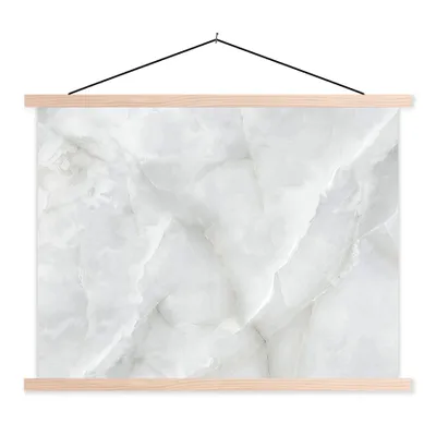 Produktbild von MuchoWow® Textilposter Marmor - Weiß - Muster - Stein - Marmoroptik 120x90 cm mit holzfarbenen Rahmen - Magnetisch