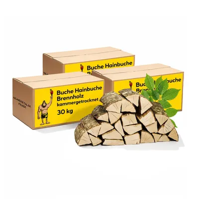 Produktbild von Neandertaler Feuer Brennholz Buche Kaminholz - Buchenholz Grillholz 25 cm 90 kg | Hartholz Feuerholz | Holz für Grill Kamin Smoker Ofen | Firewood