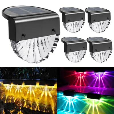 Productafbeelding van YOFIG zonnepanellampen voor buiten, waterdichte solarverlichting voor de tuin, 4 stuks LED solar tuinverlichting voor terras en trappen, solar lamp met 2 modi: warm wit/kleurveranderend