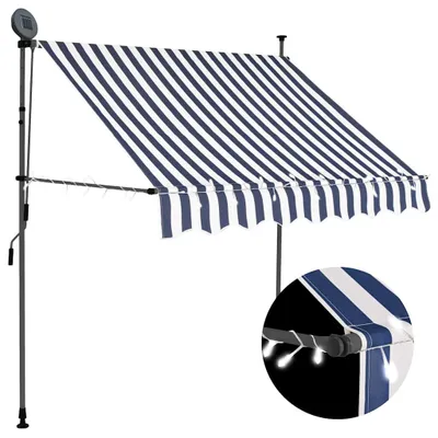 Image de Vidaxl Canopy manuell ausziehbar mit LED 200 cm blau und weiß