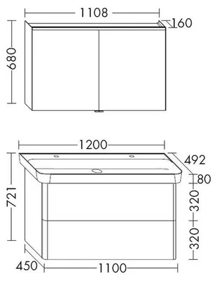 Produktbild von Burgbad Iveo BadMöbel-set mit Keramikwaschbecken und Spiegelschrank 120, SFHK120
