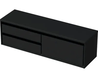 Produktbild von Sanox Waschtischunterschrank Loft BxHxT 160,2 x 48 x 45 cm Frontfarbe schwarz matt mit Waschtischplatte 2 Auszüge links