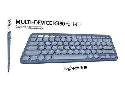 Zdjęcie produktu dla Logitech K380 for mac, Mini, Bezprzewodowy, Bluetooth, QWERTY, Niebieski, Jagodowy