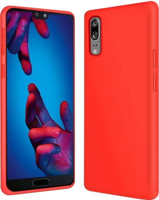 Produktbild von Conie TPU Schutzhülle für Huawei P20 Tasche Case Cover Bumper Silikon Mikrofaser Inlay Hülle in Rot matt