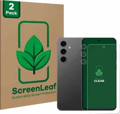 Produktbild von 2x ScreenLeaf Schutzfolie für Samsung Galaxy S24 FE (Display+Kamera) nachhaltiger Displayschutz Display Schutz Folie Klar Transparent