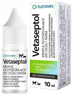 Image de EUROWET Vetaseptol - gouttes nettoyantes pour les yeux et le nez des chiens et des chats - 10 ml