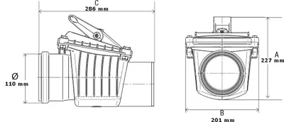 Produktbild von Rückstauverschluss Ø DN110 mit verriegelbarer Rückstauklappe aus Edelstahlklappe