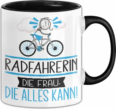Produktbild von Radfahrerin Geschenk Tasse Becher Die Frau Die Allen Kann Geschenkidee für eine Radfahrerin Lustig (Schwarz)