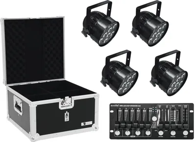 Immagine prodotto di EUROLITE Set 4x LED PAR-56 HCL sw + Case + Controller