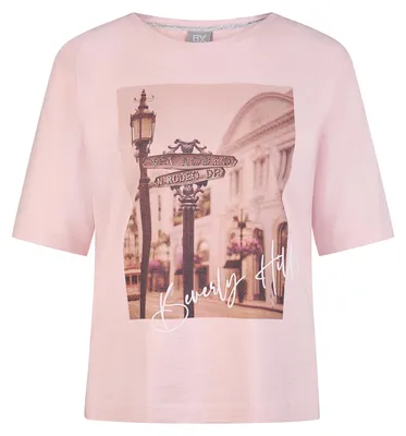 Produktbild von Rabe T-Shirt Rosa Größe 42 Halbarm mit Strassdetails und Frontmotiv