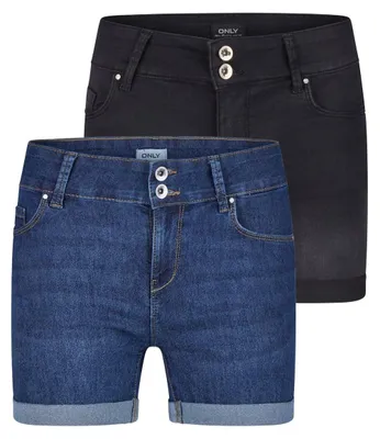 Produktbild von ONLY Jeans Shorts Damen Stretch Kurz Skinny Fit Mid Waist ONLCARMEN 2er Pack Kur