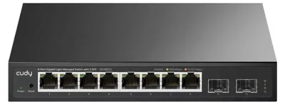 Productafbeelding van Cudy 8-poorts Gigabit switch met eenvoudige beheerfunctie en 2 SFP-poorten, model GS108ES2 1.0, beheerd, L2, Gigabit Ethernet (10/100/1000), geschikt voor wandmontage