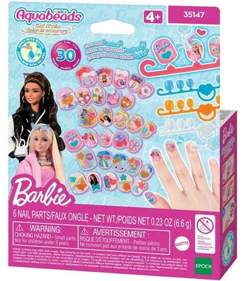 Produktbild von Barbie Aquabeads Nagel Nachfüllpackung, 40 Nägel mit Dekorationen, Ab 4 Jahren, Nageldesign Set